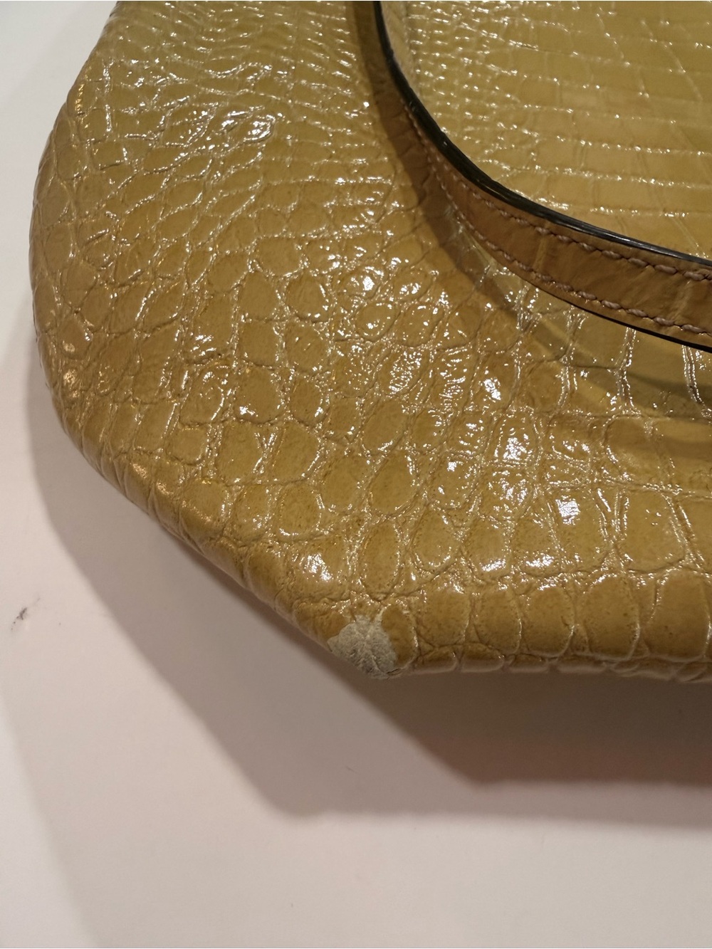 Michael Kors Croc-Embossed Patent Tote Bag in Mustard Yellow - Picture 5 of 7